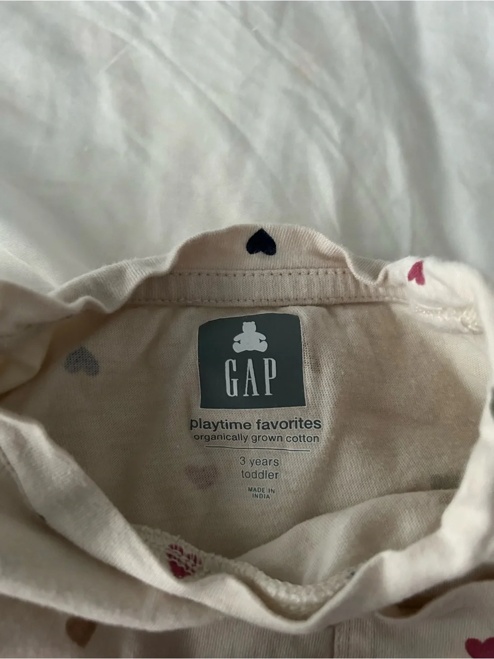 BabyGap Cream Top with multi color hearts